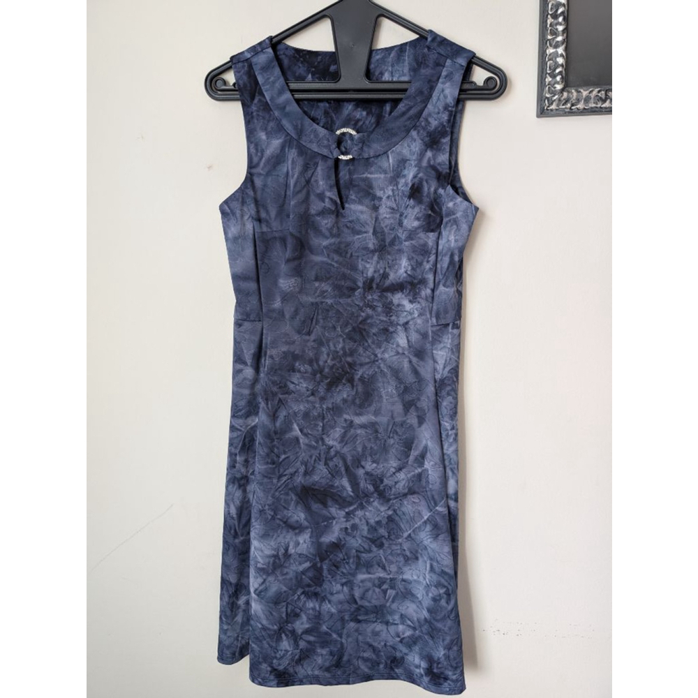 AB STUDIO Blue Black Tie Dye Sleeveless Dress Size Small - Picture 2 of 8